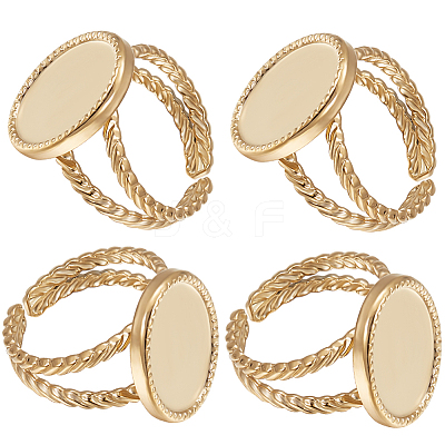 8Pcs 304 Stainless Steel Open Cuff Ring Settings RJEW-BBC0001-01-1