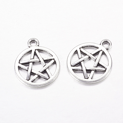 Alloy Antique Silver Tone Pentagram Charm Pendants X-LF11172Y-1