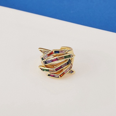 Hug Hand Fingers Cubic Zirconia Cuff Ring X1-RJEW-T016-35G-01-1