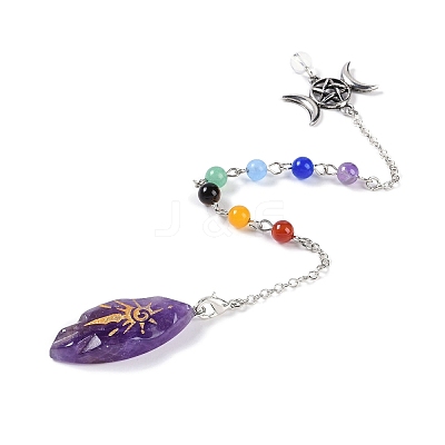 Horse Eye Natural Gemstone Pointed Dowsing Pendulums G-L524-16ASP-1
