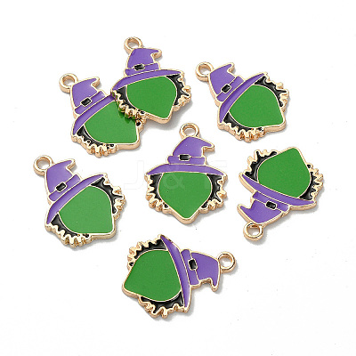Halloween Rack Plating Alloy Enamel Pendants ENAM-P246-09KCG-1
