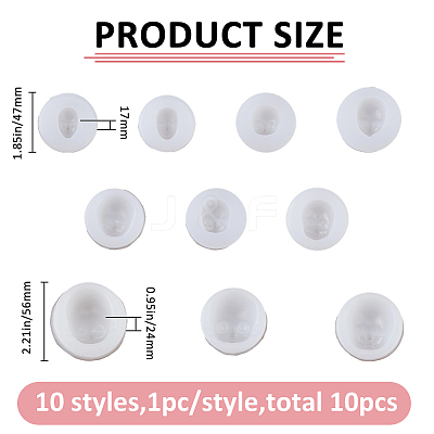 10Pcs 10 Styles Fondant Silicone Molds DIY-FH0010-39-1
