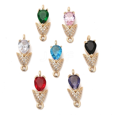 Glass Teardrop Connector Charms KK-M314-14KCG-1
