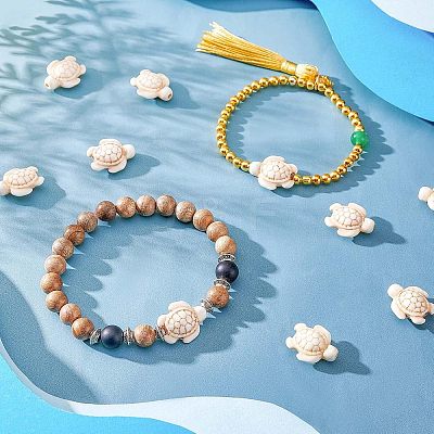 4 Strands Dyed Synthetic Turquoise Bead Strands G-NB0003-29-1