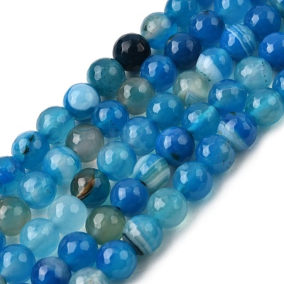Natural Striped Agate/Banded Agate Beads G-J371-01-8mm-1