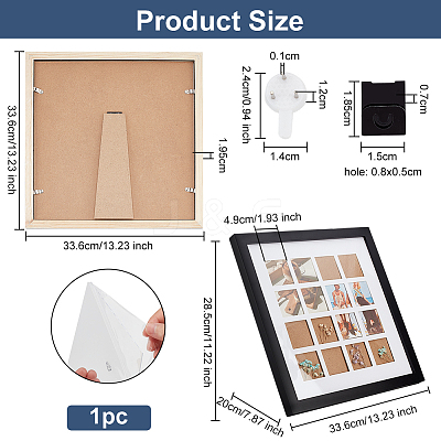 Square Wood Photo Frame Stand DJEW-WH0039-68B-1