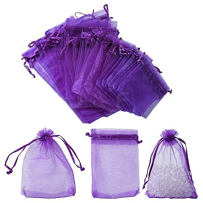 30Pcs 4 Styles Rectangle Organza Bags Jewellery Storage Pouches Wedding Favour Party Mesh Drawstring Gift OP-FS0001-01E-1