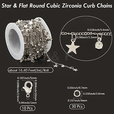 DIY Brass Micro Pave Clear Cubic Zirconia Curb Chains Necklaces/Bracelets Making Kits DIY-BBC0002-63P-1