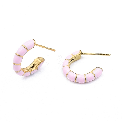 Enamel C-shape Stud Earrings EJEW-N052-05B-1