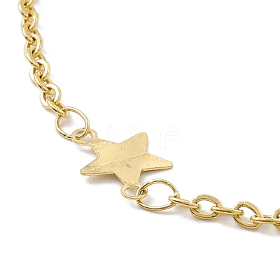 PVD Vacuum Plating 304 Stainless Steel Star Link Anklet with Cable Chains for Women STAS-E001-20G-1