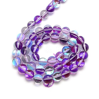 Synthetic Moonstone Beads Strands G-F143-10mm-05-1