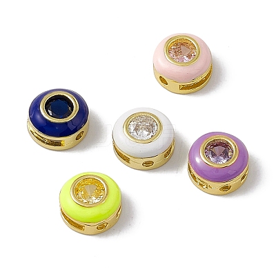 Rack Plating Brass Cubic Zirconia Beads KK-C007-15G-1