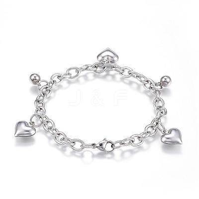 Tarnish Resistant 304 Stainless Steel Charm Bracelets BJEW-G544-12P-1