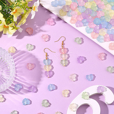 300Pcs Transparent Frosted Acrylic Beads OACR-SC0002-67-1