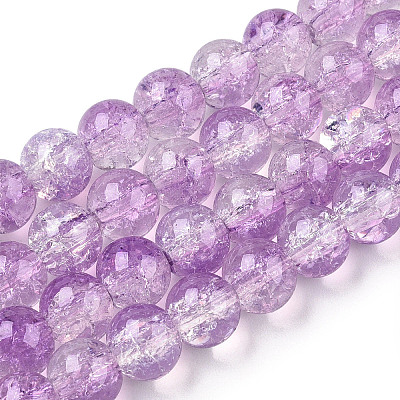 Transparent Crackle Baking Paint Glass Beads Strands DGLA-T003-01A-10-1