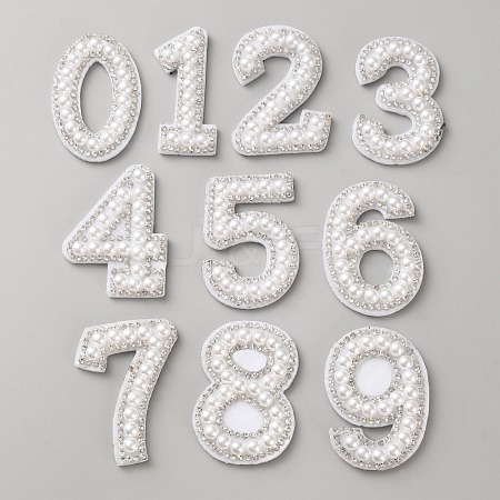 ABS Pearl and Polyester Cloth Iron on/Sew on Patches DIY-WH0888-577-1