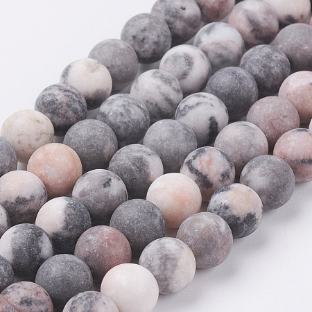 Natural Pink Zebra Jasper Beads Strands X-G-J376-46F-4mm-1