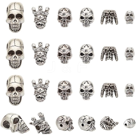 24Pcs 6 Styles Tibetan Style Alloy Beads FIND-NB0005-15-1