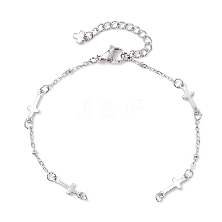 304 Stainless Steel Cross Link Chain Bracelet Making AJEW-JB01380-02-1