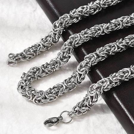 Tarnish Resistant 304 Stainless Steel Necklace Men's Byzantine Chain Necklaces NJEW-H411-26-1