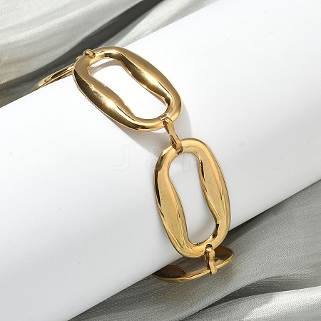 304 Stainless Steel Oval Link Chain Bracelets for Women BJEW-D456-05G-1