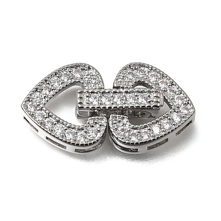 Brass Micro Pave Clear Cubic Zirconia Fold Over Clasps CU-CBA4292-03P-1