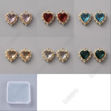 DELORIGIN 7Pcs 7 Colors Brass Cubic Zirconia Pendants KK-DR0001-03-1