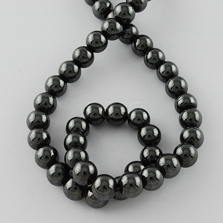 Magnetic Synthetic Hematite Beads Strands G-Q893-4mm-1