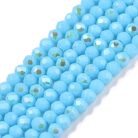 Electroplate Opaque Solid Color Glass Beads Strands EGLA-A044-P1mm-L08-1