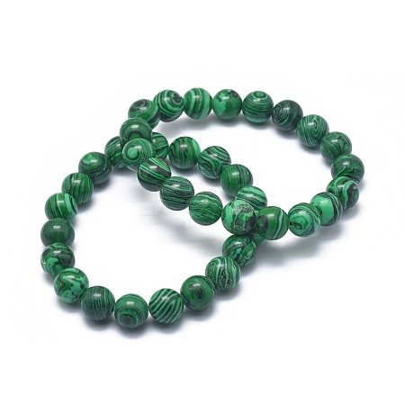 Synthetic Malachite(Dyed) Bead Stretch Bracelets BJEW-K212-C-031-1