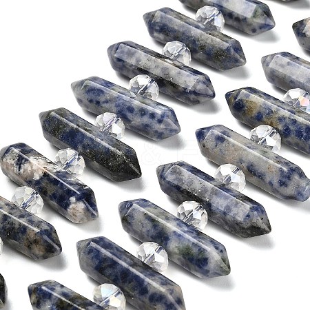 Natural Blue Spot Jasper Double Terminated Point Beads Strands G-H069-B10-01-1