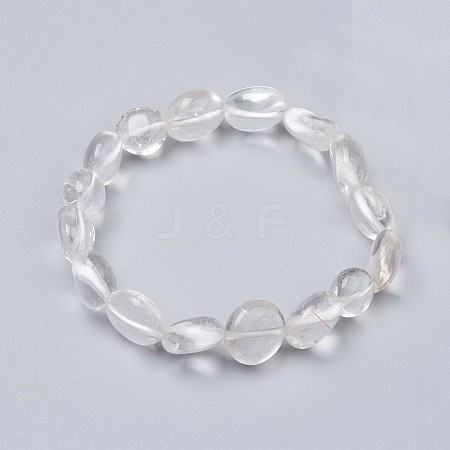 Natural Quartz Crystal Stretch Beaded Bracelets BJEW-K213-C01-1