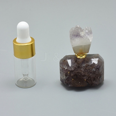 Natural Amethyst Openable Perfume Bottle Pendants G-E556-18A-1