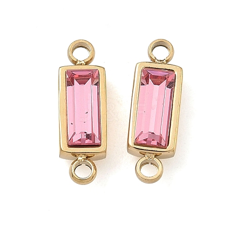 Birthstone 304 Stainless Steel Rhinestone Connector Charms STAS-L022-576G-12-1
