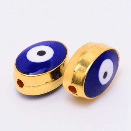 Double-Sided Enamel Alloy Beads ENAM-WH0049-40G-06-RS-1