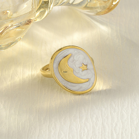 304 Stainless Steel Enamel Cuff Rings FS-WG277BE-02-1