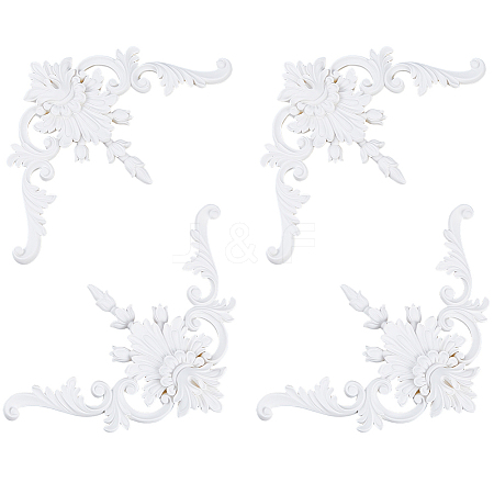 PU Flower Carved Corner Decor AJEW-WH0709-423-1