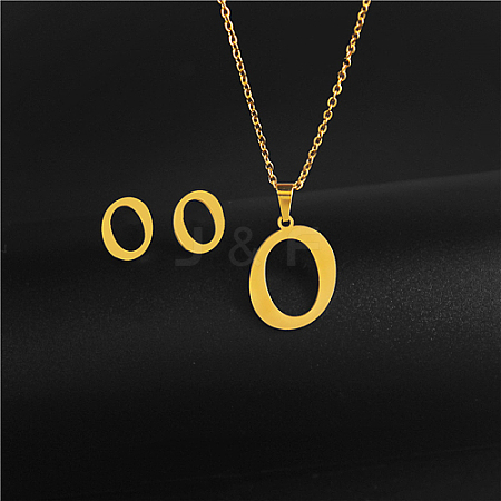 Golden Stainless Steel Initial Letter Jewelry Set IT6493-2-1