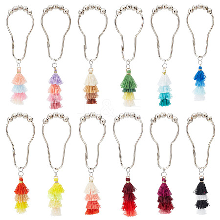 12Pcs 12 Color Iron Shower Bathroom Curtain Rings HJEW-AB00221-1