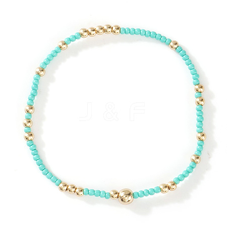 Glass Seed Beads & CCB Beads Stretch Bracelets TB4137-35-1