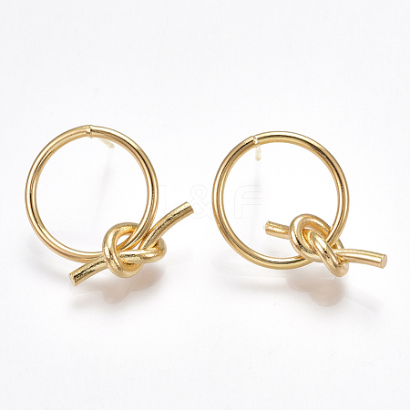 Brass Stud Earrings X-KK-T038-312G-1