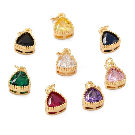 Real 18K Gold Plated Brass Inlaid Cubic Zirconia Charms ZIRC-L100-076G-1