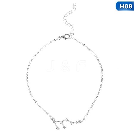 Twelve Constellation Alloy Crystal Rhinestone Link Chain Anklets for Women FS-WG97E4C-17-1