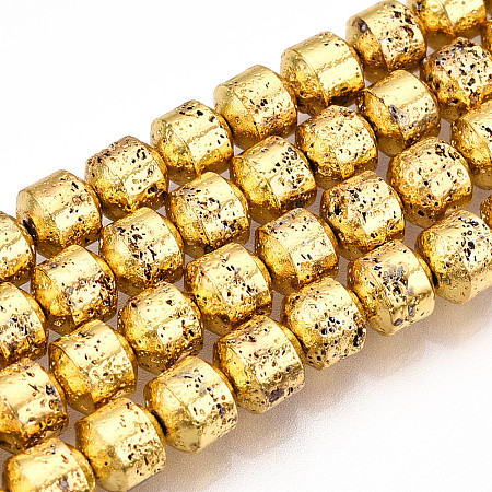 Electroplated Natural Lava Rock Beads Strands G-L606-B02-01E-1