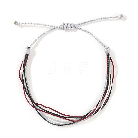 Adjustable Synthetic Fiber & Plush Cord Braided Bracelets AK4281-7-1