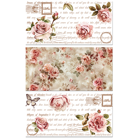 3 Sheets 3 Styles Flower PVC Waterproof Decorative Stickers DIY-WH0404-056-1