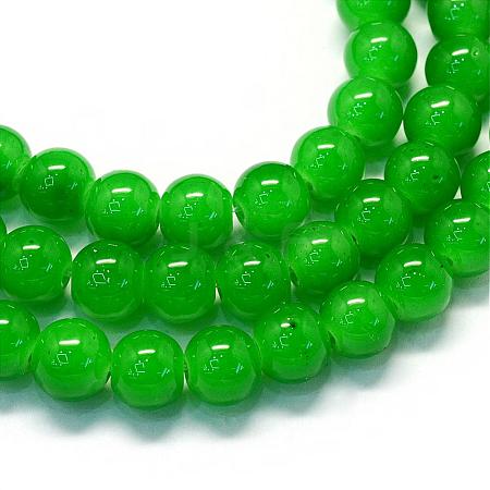 Baking Painted Imitation Jade Glass Round Bead Strands DGLA-Q021-8mm-10-1