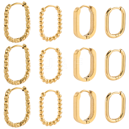 4 Styles Stainless Steel Huggie Hoop Earrings Sets for Women EJEW-SC0001-74-1