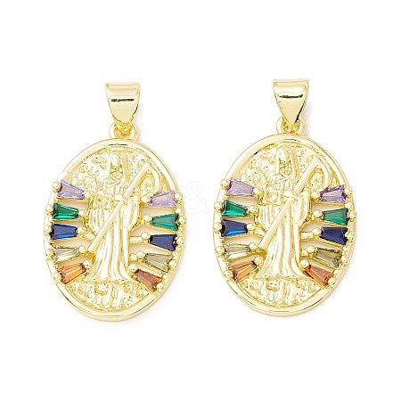 Rack Plating Brass Micro Pave Cubic Zirconia Pendants LS-KK-E278-05G-1