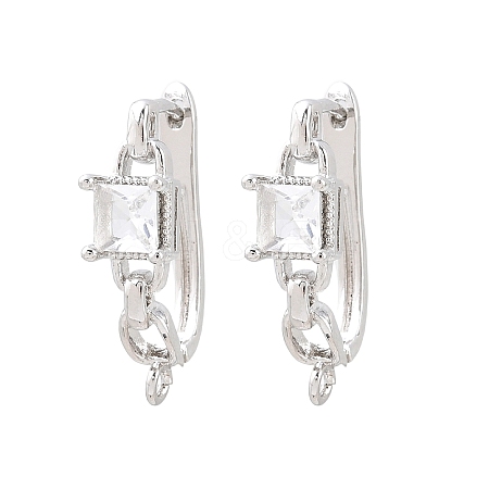 Brass Micro Pave Cubic Zirconia Hoop Earring Findings CU-CBAB5B4-07P-1